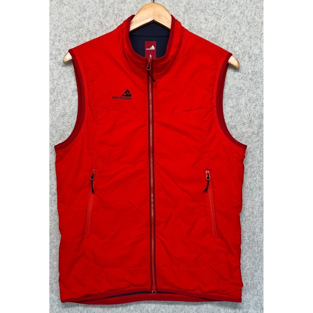 Westcomb Men's Full Zip Jacket Vest Red Polartec Alpha Outdoor Zipped Pockets S